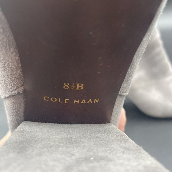 Cole Haan Whitlyn Boots Womens 8.5 B Suede Almond Toe Gray Chelsea - Picture 7 of 7